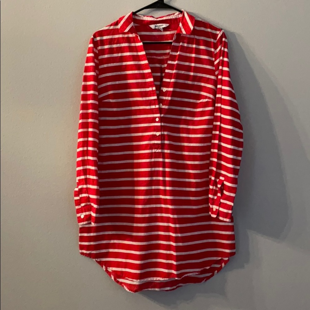 Red and white stripped dress